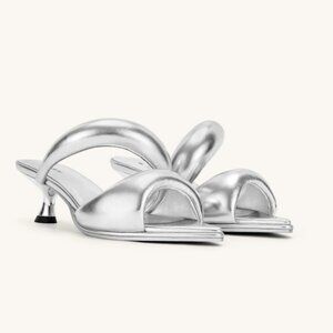 JW PEI Sara Open Toe Mule in Silver